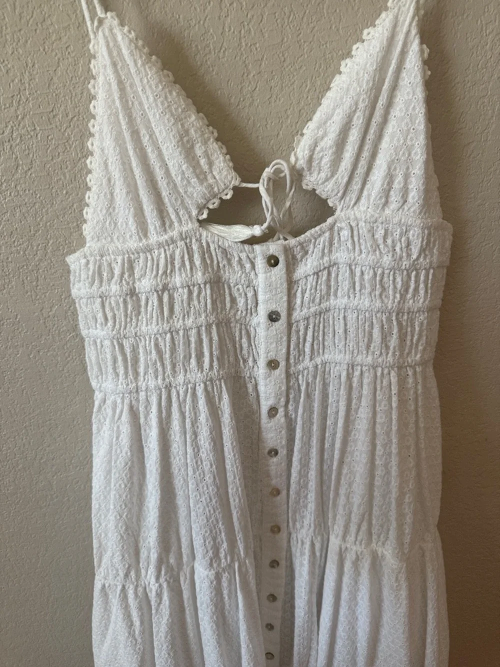 Tularosa White Tiered Maxi Dress with Spaghetti Straps - Picture 3 of 6